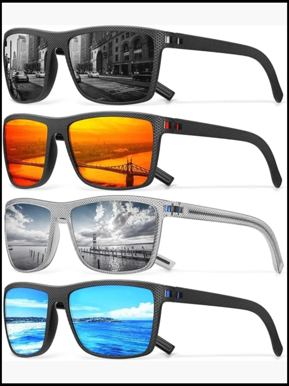 Vintage Style Square Polarized Sunglasses for Men UV Protection Driving